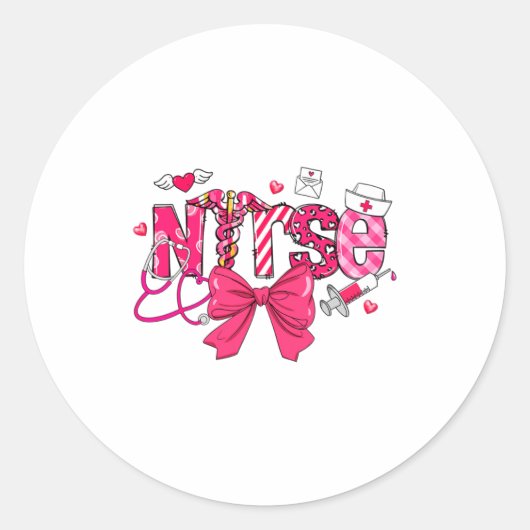 Sticker Rond Nk Valentine Nurse Coquette Bow Cuds Favorite  (Devant)