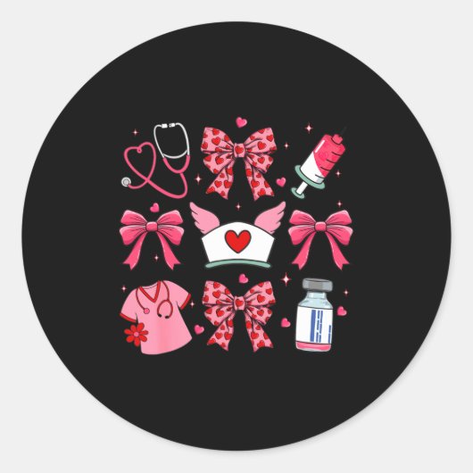 Sticker Rond Nk Valentine Nurse Coquette Bow Cuds Favorite  (Devant)