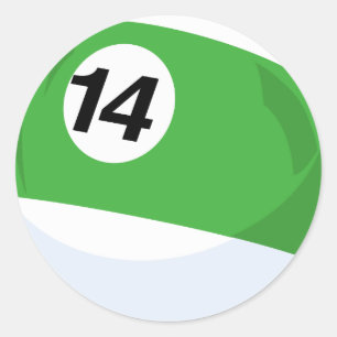 Sticker Rond No. 14 de boule de billard a barré le vert