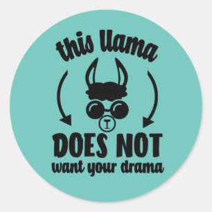 Sticker Rond No Drama Llama