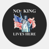 Sticker Rond No King Lives in America Freedom Flag Patriotic (Devant)