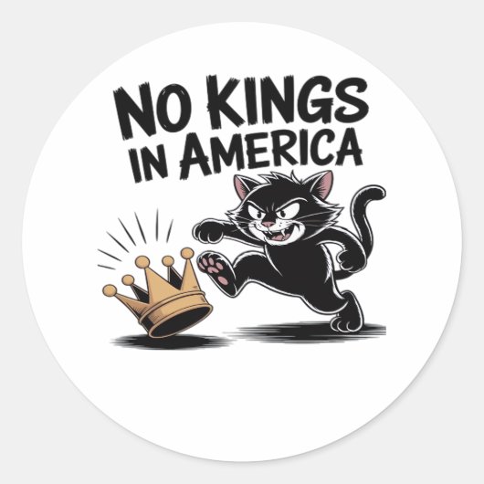 Sticker Rond No Kings In America Classic Bold Casual (Devant)