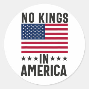 Sticker Rond No Kings In America Flag Protest Save Democracy