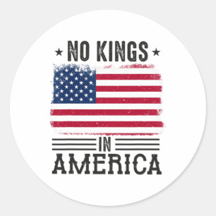 Sticker Rond No Kings In America Flag Protest Save Democracy 3