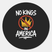 Sticker Rond No Kings In America No Crown Minimal Clean (Devant)