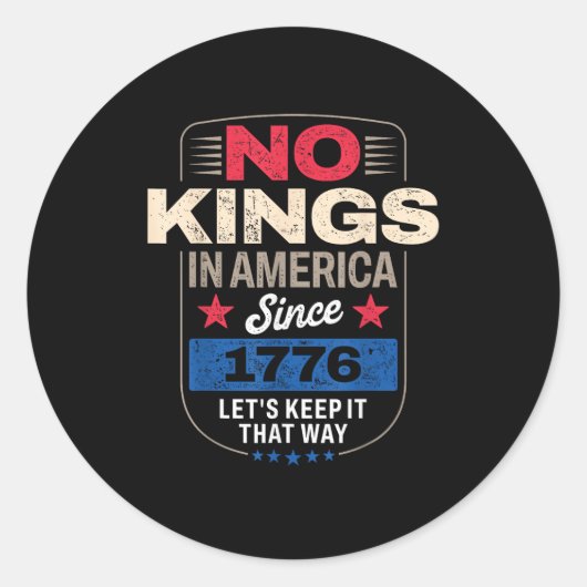 Sticker Rond No Kings In America Retro Classic (Devant)