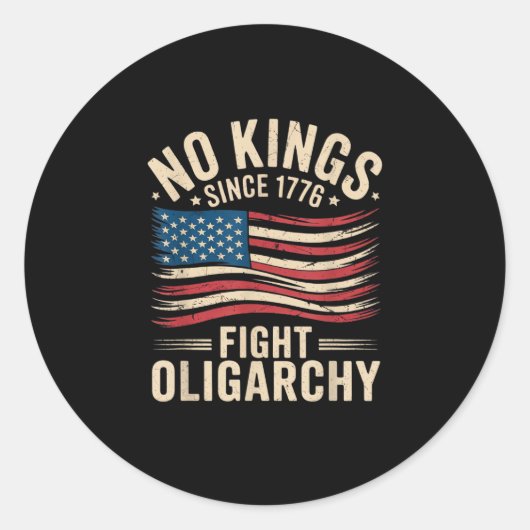 Sticker Rond No Kings In America Since 1776  Oligarchy Patrioti (Devant)