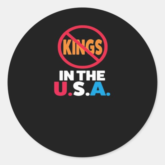 Sticker Rond No Kings In The USA (Devant)