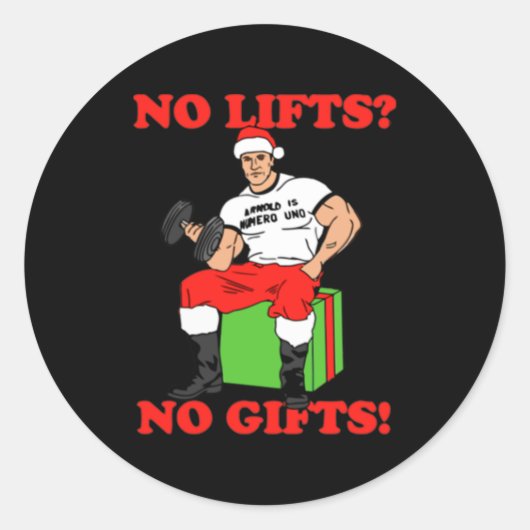 Sticker Rond No Lifts No Arnold Schwarzenegger Christma (Devant)