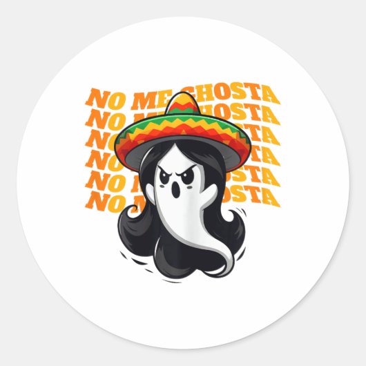 Sticker Rond No Me Ghosta Funny Mexicaine Halloween Femmes Fant (Devant)