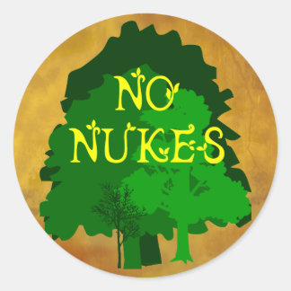 Sticker Rond No Nukes Anti Nuclear Saying with Trees