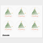 Sticker Rond No Peeee Starlit Aquarelle Arbre de Noël (Feuille)