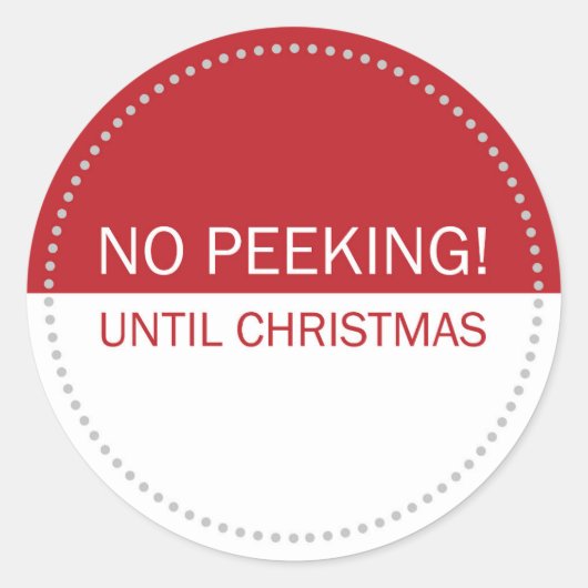 Sticker Rond No Peeking Until Christmas Red and White (Devant)