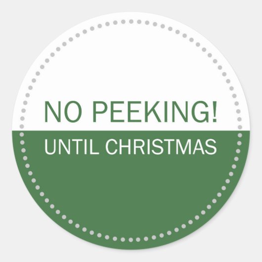Sticker Rond No Peeking Until Christmas White Green (Devant)