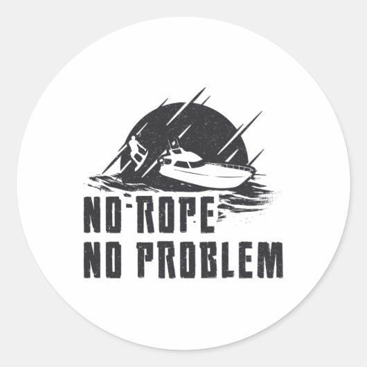 Sticker Rond No Rope No Problem Wakeboard Wake Wakeboarding (Devant)