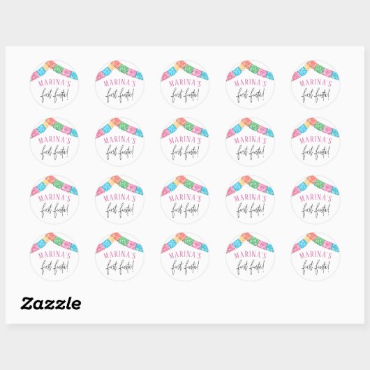 Sticker Rond No Time To Siesta First Fiesta Girl Birthday (Feuille)