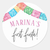 Sticker Rond No Time To Siesta First Fiesta Girl Birthday (Devant)