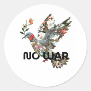Sticker Rond No War Peace Dove Pacifist Bold Statement