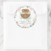 Sticker Rond Noah's Ark Flowers Baptême Noël Anniversaire (Sac)