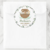 Sticker Rond Noah's Ark Greenery Neutral Boy Girl Baby shower (Sac)