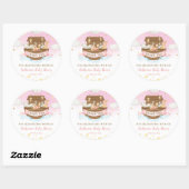 Sticker Rond Noah's Ark Rose Animaux Fille Baby shower Merci (Feuille)