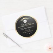 Sticker Rond Noble Black Product Label Gold Frame Logo Monogram (Enveloppe)