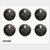 Sticker Rond Noble Black Product Label Gold Frame Logo Monogram (Feuille)