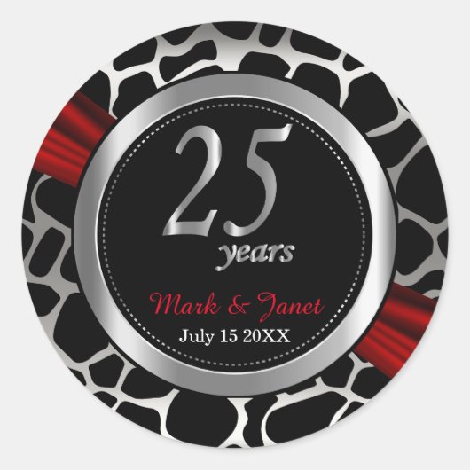 Sticker Rond Noces d'argent exotiques pour 25 ans de mariage (Devant)