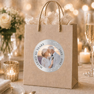 Sticker Rond noces de diamant argent photo 60 ans de mariage
