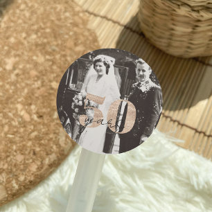 Sticker Rond Noces d'Or Alors & Maintenant 50 ans