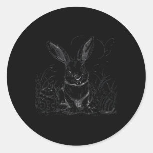 Sticker Rond Nocturne Rabbit Sketch Pâques Hommes Femmes Jeunes