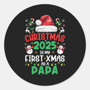 Sticker Rond Noël 2025 Est Mon Premier Noël En Tant Que Papa Fa