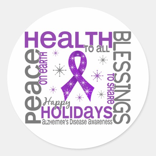 Sticker Rond Noël 4 Maladie d'Alzheimer Snowflakes (Devant)