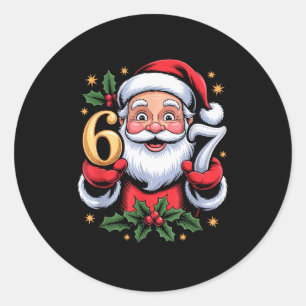 Sticker Rond Noël 67 Xmas drôle Six Sept Sweat Ugly 6-7
