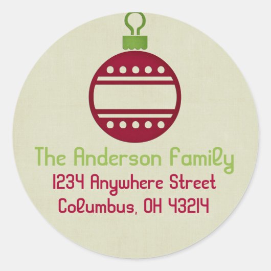 Sticker Rond Noël 9 : Ornement 2 Round Retour Adresse (Devant)