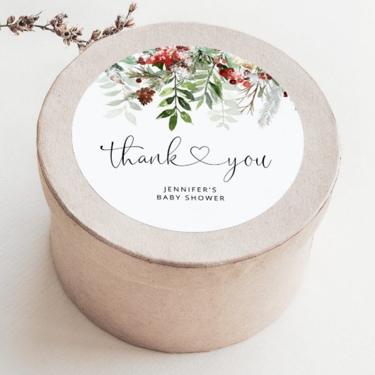 Sticker Rond Noël À feuillage persistant merci