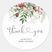 Sticker Rond Noël À feuillage persistant merci (Devant)