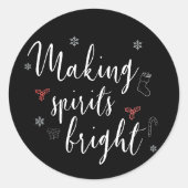 Sticker Rond Noël à flocon de neige noir rendant les esprits lu (Devant)