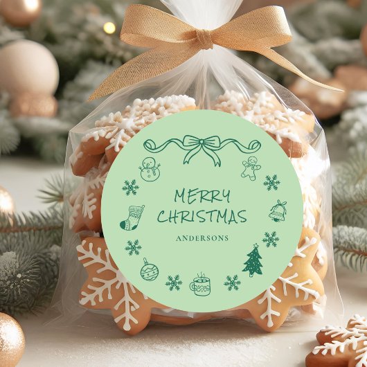 Sticker Rond Noël à la main de Whimsical