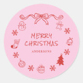 Sticker Rond Noël à la main de Whimsical (Devant)