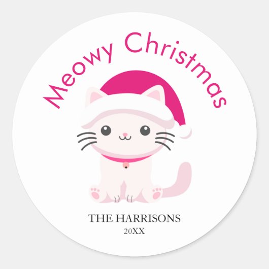 Sticker Rond Noël à la Meowy Cat (Devant)