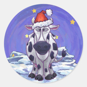 Sticker Rond Noël à la vache