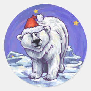 Sticker Rond Noël à l'ours polaire