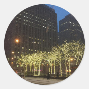 Sticker Rond Noël à NYC - Vacances de neige en hiver