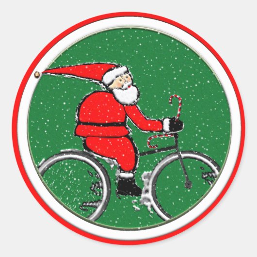 Sticker Rond Noël à vélo (Devant)
