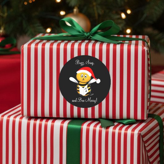 Sticker Rond Noël Abeille Chante Abeille Joyeuse !