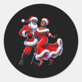 Sticker Rond Noël Africain Père Noël Mme Claus Danser Africain (Devant)