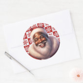 Sticker Rond Noël afro-américain Jolly Père Noël, (Enveloppe)