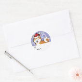 Sticker Rond Noël Akita Inu / Shiba Inu (Enveloppe)