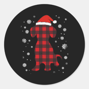 Sticker Rond Noël Amoureux des chiens de Dachshund Santa Hat